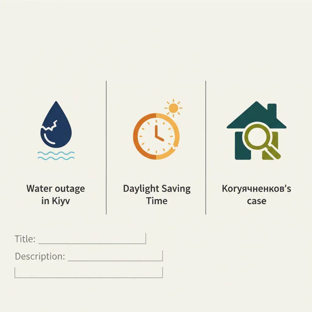 Відключення води в Києві, перехід на літній час та справа Корявченкова: головні події